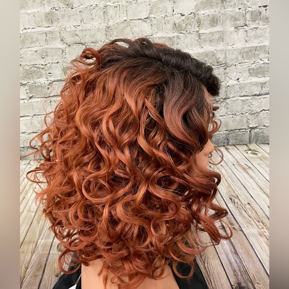 Allure rooted copper auburn human hair blend lace front wig nwt - Picture 4 of 6